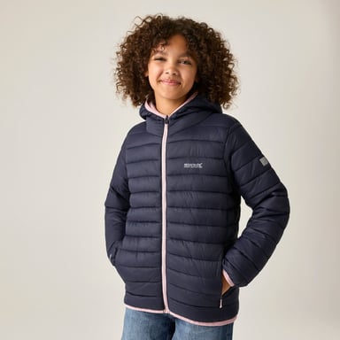 Regatta Marizion gewatteerde jas met capuchon voor kinderen/Kinderen (Marineblauw/Poederlila)