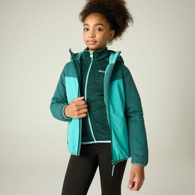 Regatta Illuma reflecterende, waterdichte en geïsoleerde jas voor kinderen (Mediterranea/Turkoois)