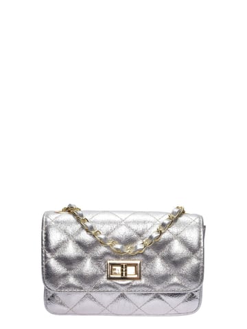 Luisa Vannini Silver Cowhide Leather Bag