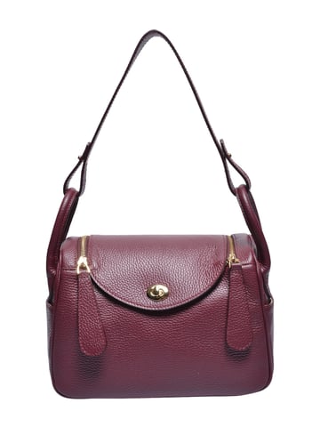Luisa Vannini Wine-Coloured Cowhide Leather Bag