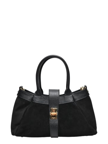 Isabella Rhea Black Calfskin Leather Bag