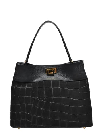 Anna Luchini Black Cowhide Leather Bag