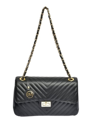 Roberta M Black Cowhide Leather Bag