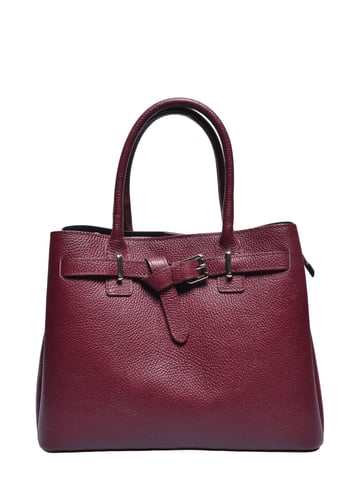 Anna Luchini Wine-Coloured Cowhide Leather Bag