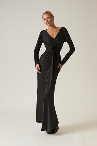 Sculpted Zwarte maxi-jurk