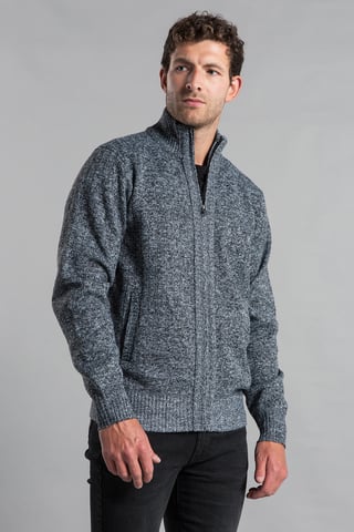 Antracietkleurig vest met funnelneck en doorlopende ritssluiting