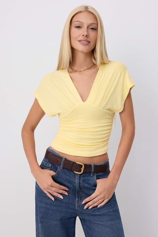 TRENDYOLMİLLA Women's Yellow Plain Sleeveless Fitted Blouses