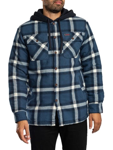 Superdry Borg Gevoerde Overshirt Met Capuchon, Blauw