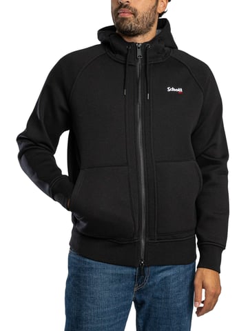 Schott Logo Zip Hoodie, Black