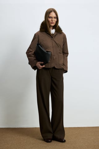 LUFIAN Women's Padded Jacket with Removable Faux Fur Collar