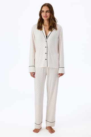 Arya pyjamaset met gestippeld shirt met lange mouwen en broek