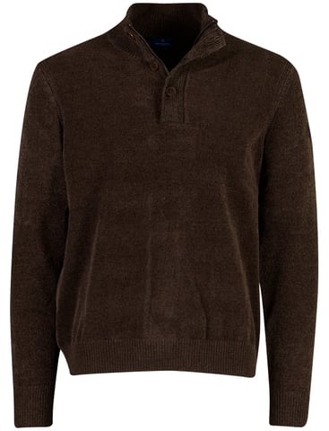 Blue Industry Brown Half-Zip Jumper with Buttons and Zip
