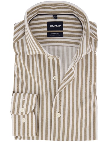 OLYMP Brown Japanese Knitted Stretch Shirt