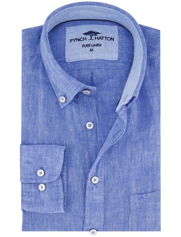Fynch-Hatton Linen Shirt Mid Blue