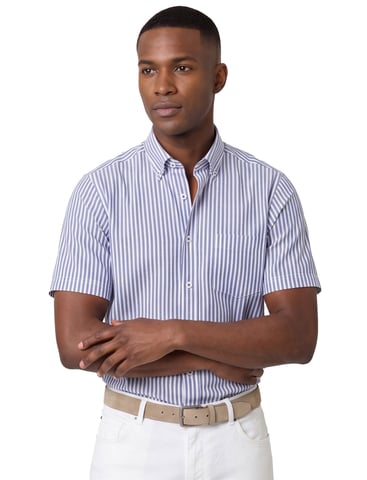 Eterna short-sleeved shirt blue striped