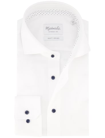 Michaelis cotton shirt white slim fit plain non-iron