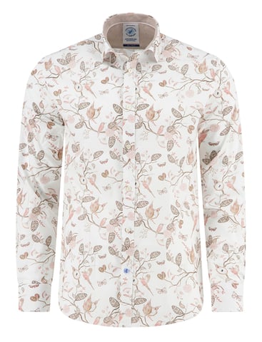 A Fish Named Fred shirt beige plant print cotton regular fit