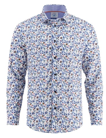 A Fish Named Fred Blue Printed Regular Fit Cotton Shirt