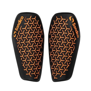 Sondico Unisex Adult Flex Honeycomb Slip-In Shin Guards (Black/Orange)