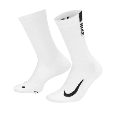 Nike Unisex Adult Multiplier Running Crew Socks (Pack of 2) (White/Black)