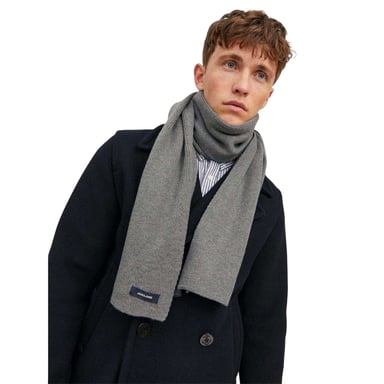 Jack And Jones Jacdna Logo Knitted Scarf (Grey Melange)