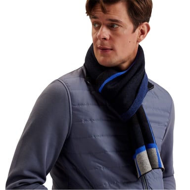 Ted Baker Kierans Stripe Detail Winter Scarf (Navy)