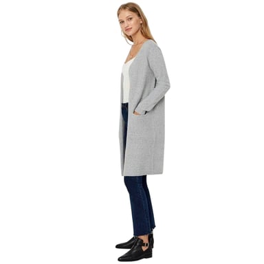 Vero Moda Womens/Ladies Doffy Open Front Relaxed Fit Long-Sleeved Cardigan (Grey)