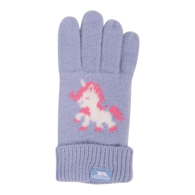 Trespass Danica gebreide winterhandschoenen met eenhoornmotief (Lichtblauw)