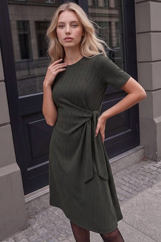 Petite jurk met visgraatmotief