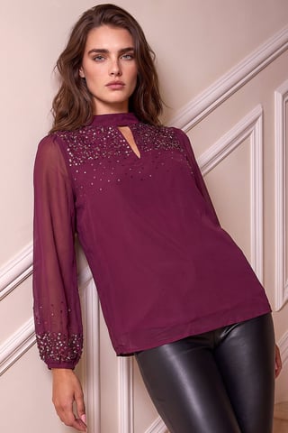 Roman Petite top met kralen en sleutelgatdetail