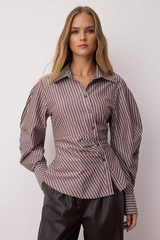 TRENDYOLMİLLA Girls Brown Plain Long Slim fit Shirts