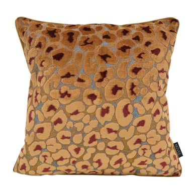 NOVÉE Leopard bruin/burgundy kussenhoes | 45x45 cm | velvet/polyester