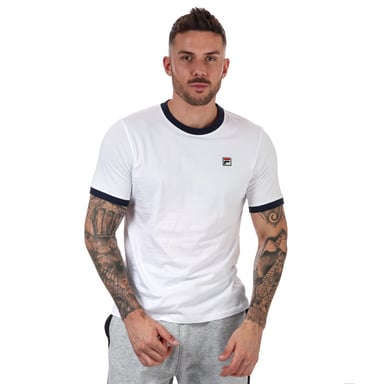 Men's Fila Marconi Essential Ringer T-Shirt in White Navy
