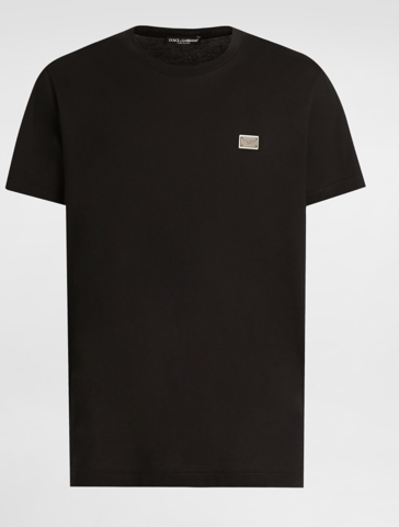 Dolche&Gabanna T-shirt van katoenen jersey met metalen merklabel Zwart