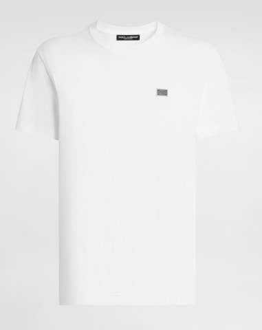 Dolche&Gabanna T-shirt van katoenjersey met metalen merklabel Wit