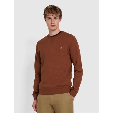 Farah sweatshirt voor heren met ronde hals in donkerteak