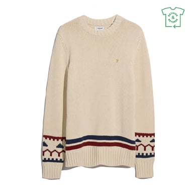Farah Alverstone herentrui met regular fit en lange mouwen in crème