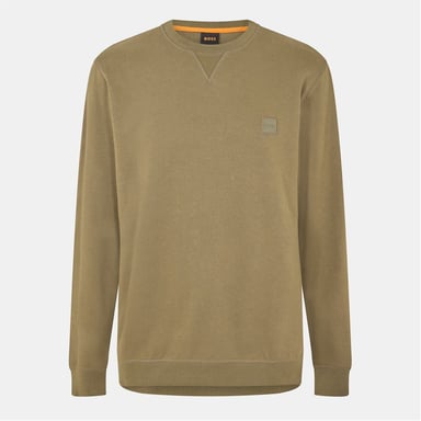 Boss Heren Westart sweatshirt met ronde hals, premiumkatoen in Open Green 342