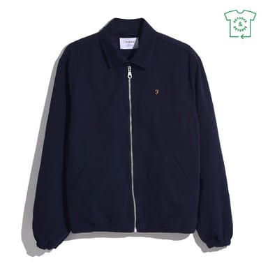 Farah Cane herenovershirt met effen dessin in True Navy