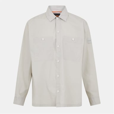 Boss effen overshirt voor heren met drukknopen, kraag en barrel cuffs in lichtbeige 271