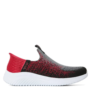 Skechers stretchgebreide instappers voor jongens, W Air, slip-on sneakers, unisex kinderen, antraciet/rood