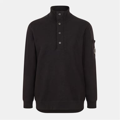 C.P. Company Herengebreide trui met mockneck en hoge kraag, lange mouwen, zwart 999