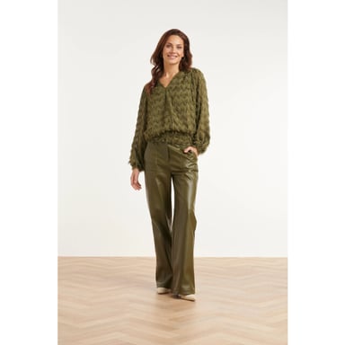 Smashed Lemon V-neck top with decorative fringe texture |