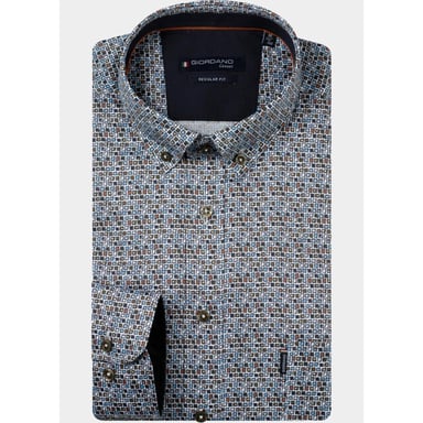 Giordano Men's Green Dino Satin Stretch Graphic Print Shirt 627025/70