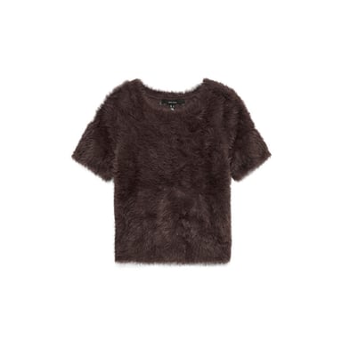Vero Moda vmfluffy short-sleeved round-neck jumper 10336640 chocolate torte