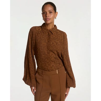 Aaiko Long-Sleeve Blouse Rose Jacquard Vis