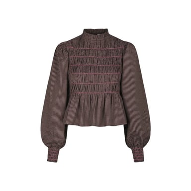 Neo Noir Oliana Check Blouse 170534 306 Dusty Brown