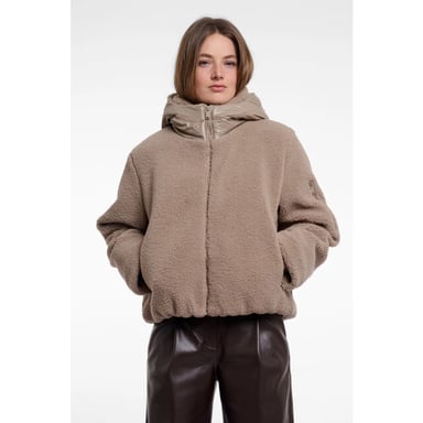 Rino & Pelle Jayla.7002613 Rino & Pelle mixed-material hooded jacket mocha latte