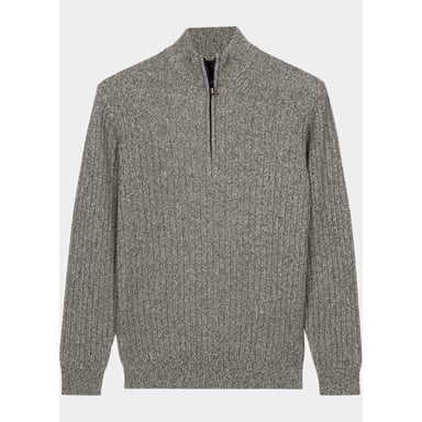 Baileys Half Zip all-over twisted structure jumper 628445/985