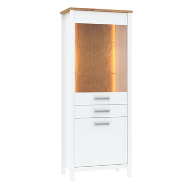 Furnilux Vitrinekast sicilia wit met eiken accenten – 204,5 cm hoog